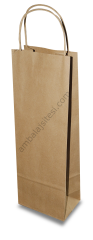 Çanta Kraft 12,5x36x8 Cm Burgu Sap Şişe Çantası 25 Adet