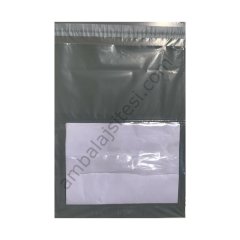 Kargo Poşeti Gri, Şeffaf Cepli 35x45+5 cm 100 Adetli