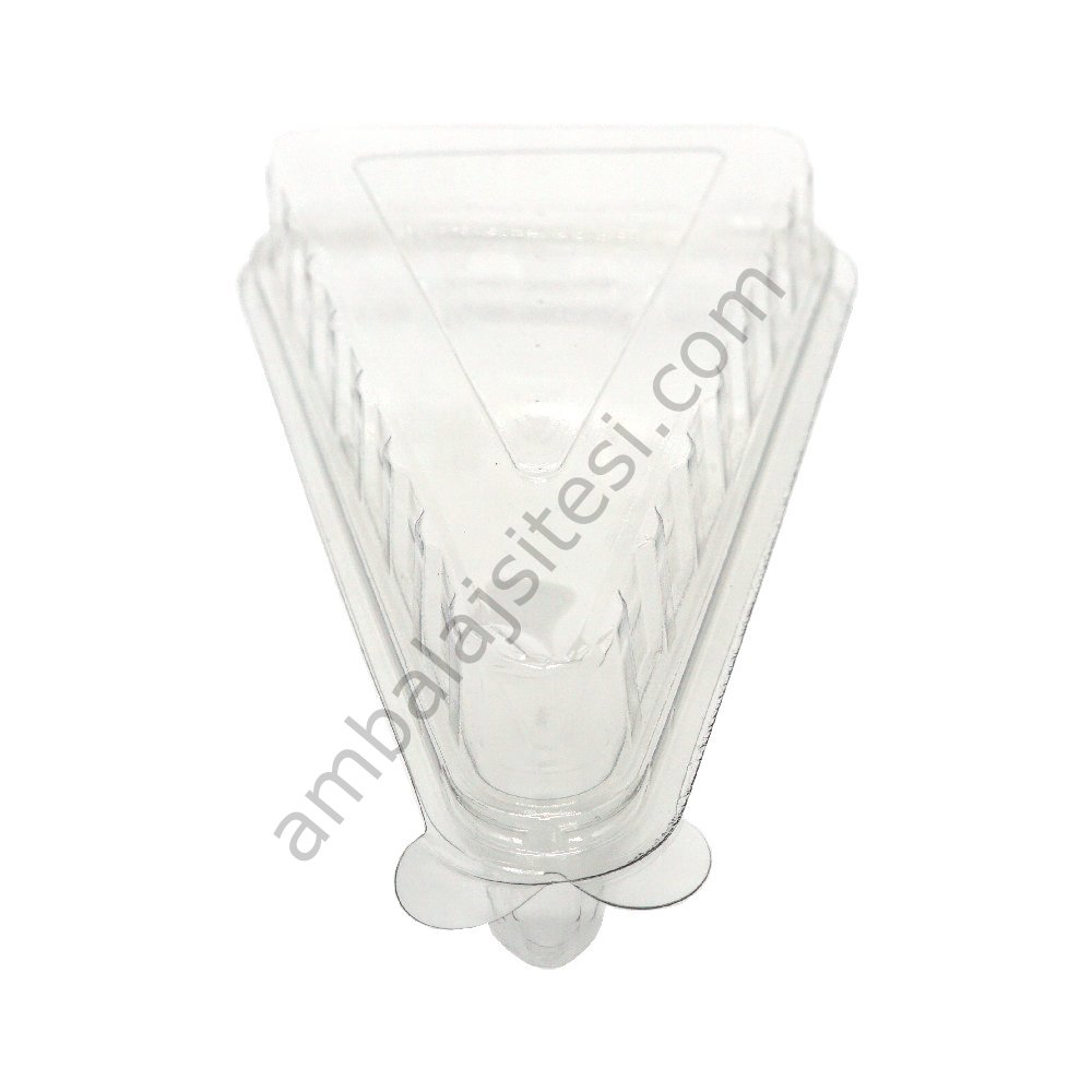 Plastik Üçgen Pasta Kutusu 8,8x15x5,3 Cm 100 Adet